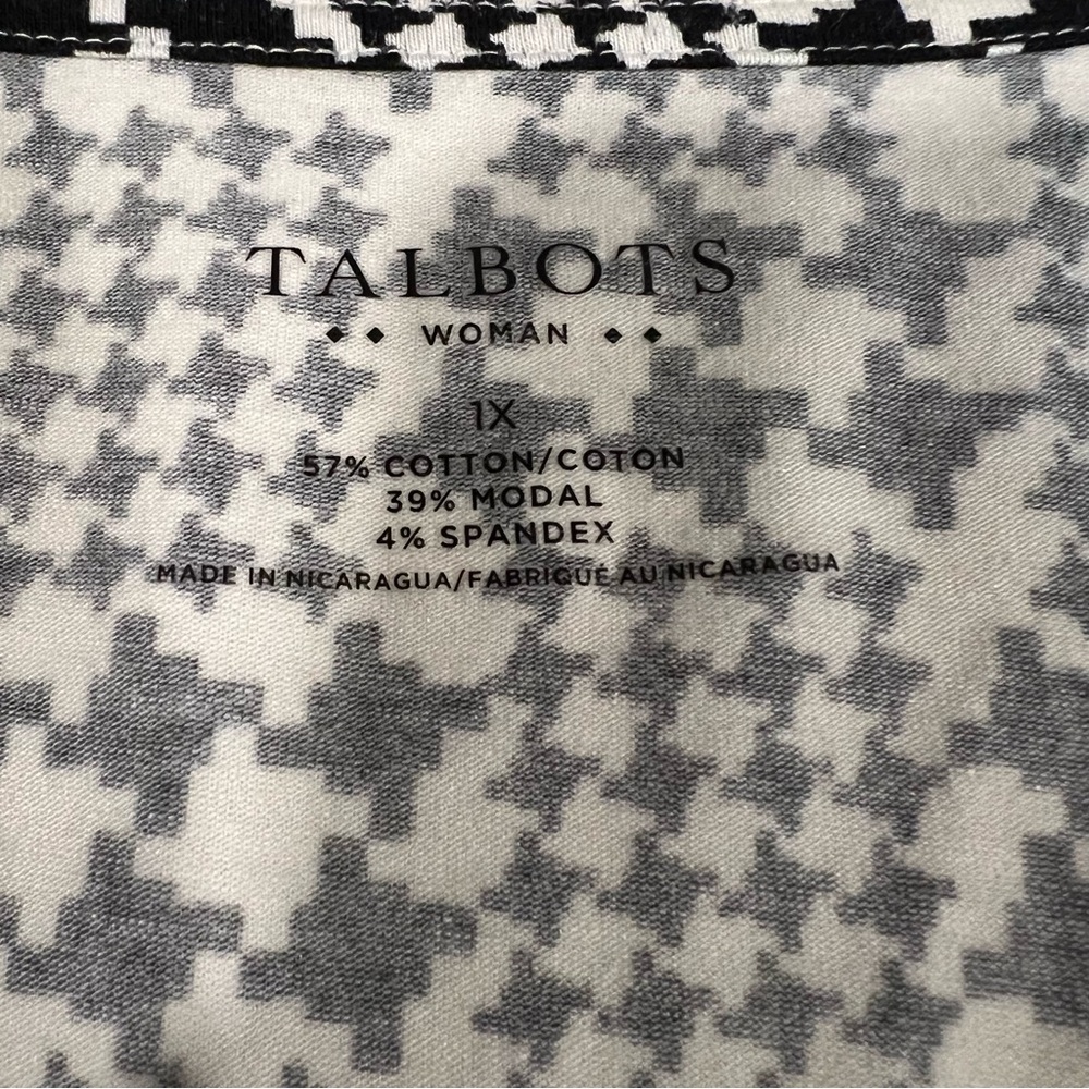 Talbots women's houndstooth style print faux wrap‎ 3/4 sleeve blouse size 1x - Picture 3 of 13